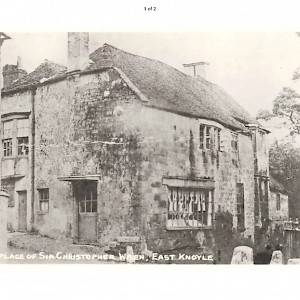 Haslam's Shop at the junction of Wise Lane/Hindon Road reportedly the birthplace of Sir Christopher Wren
